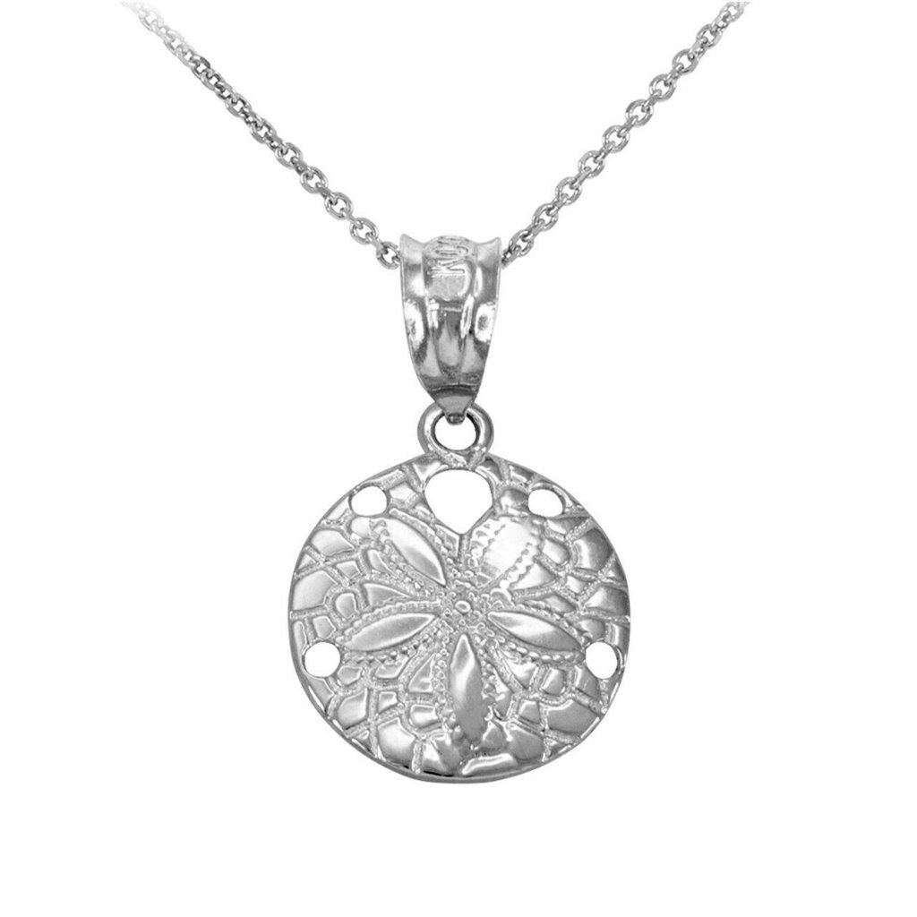 Sterling Silver Round Sand Dollar Pendant Necklace 79$
